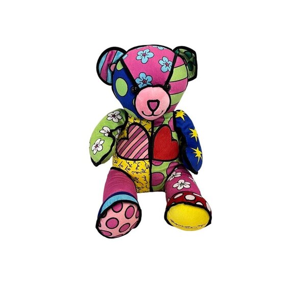 Build a Bear Romero Britto Retired 18" Plush Teddy Bear Pop Art Funky Colorblock - Picture 1 of 7